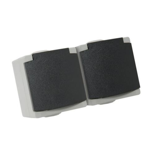 Debflex Gris Perle Double Prise Avec Terre 16 A