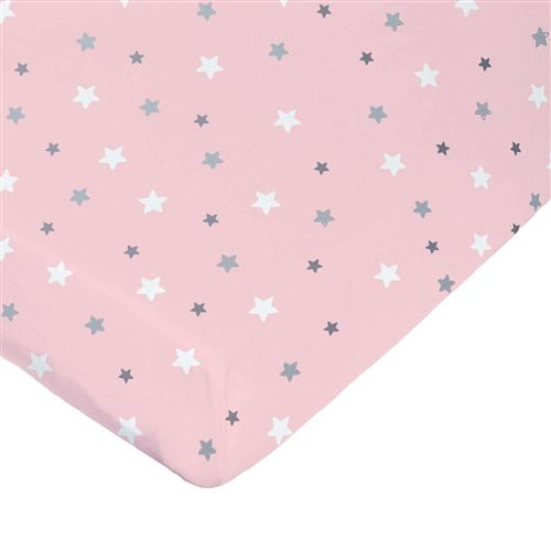 Domiva Drap Housse Imprime - 70 X 140 Cm - Light Rose Imp Etoiles