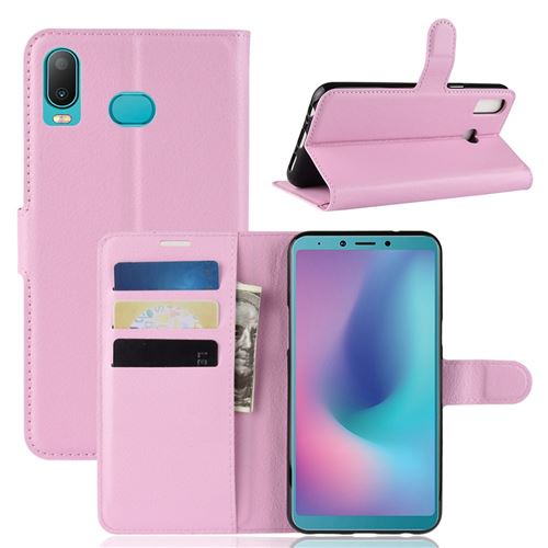 Etui en PU rose pour votre Samsung Galaxy A6s
