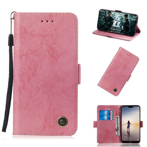 Etui en PU style rétro rose pour votre Huawei P20 Lite/Nova 3e