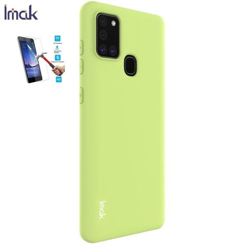 Coque Samsung Galaxy A21s Tpu Vert Avec Film Verre Trempé Housse Etui En Silicone Gel Souple hfs-house®