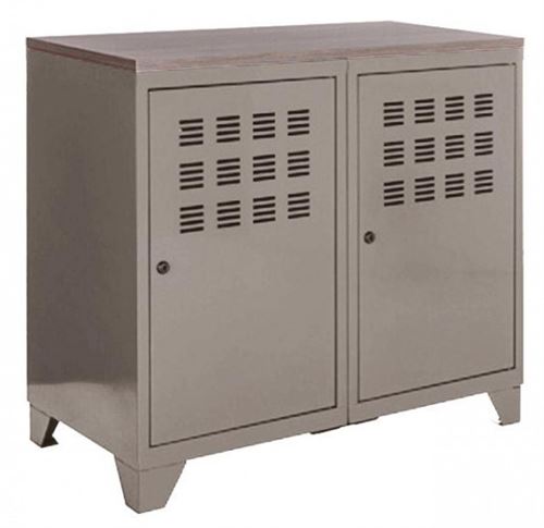 Pierre Henry - Armoire de rangement métal 2 portes Taupe