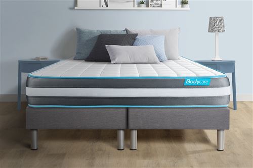 Ensemble matelas et sommier Bodycare Ensemble matelas 180 x 200 cm bodyform - mousse mmoire de forme - ep. 20 cm - ferme - sommier gris