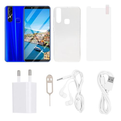 6,1 Pouce 6 + 128G Smart Phone Octa-Core reconnaissance de visage HD Smart Phone Bleu (EU Plug)