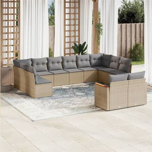 vidaXL - Salon de Jardin - 12 Pièces - Beige - Image 2