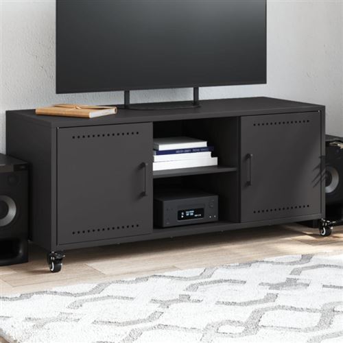vidaXL Meuble TV noir 100,5x39x43,5 cm acier