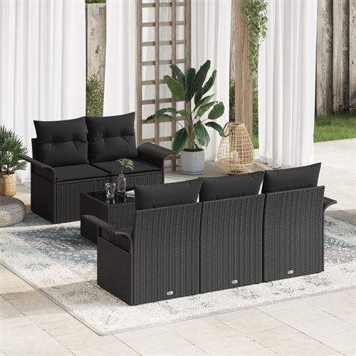 VIDAXL - Salon de jardin - 6 pièces - Noir - Image 2