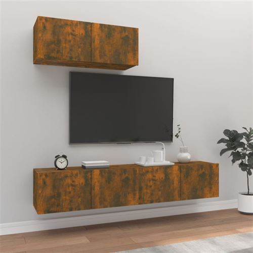 Vidaxl Ensemble Tv 3 Pcs Chêne - Image 3