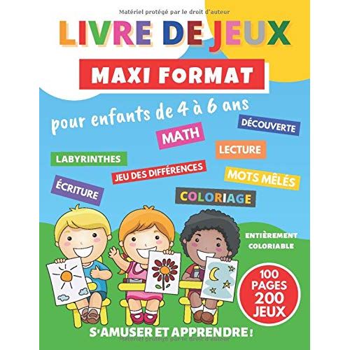 Livre de jeux - 200 activités - 95 pages A4 - Enfants 4-6 ans