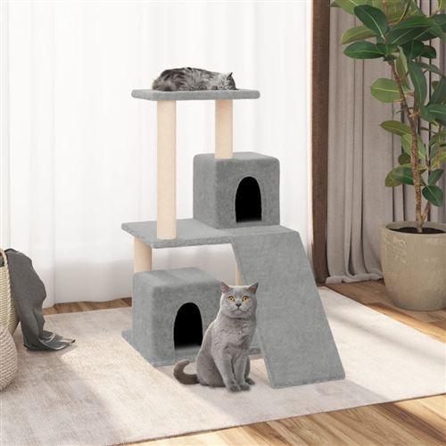 vidaXL Arbre à Chat avec Griffoirs en Sisal Gris Clair 82 cm Arbre à Grimper