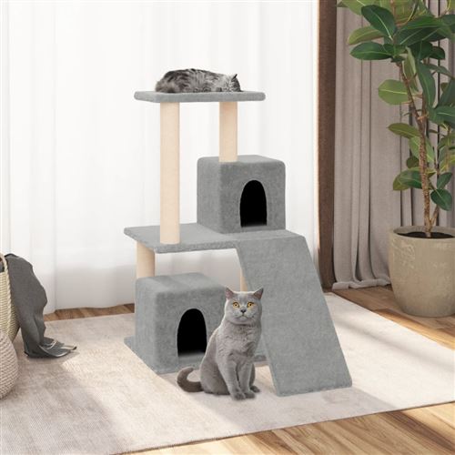 Meilleurs prix pour 171664  vidaXL Arbre à chat avec griffoirs en sisal Gris clair 82 cm