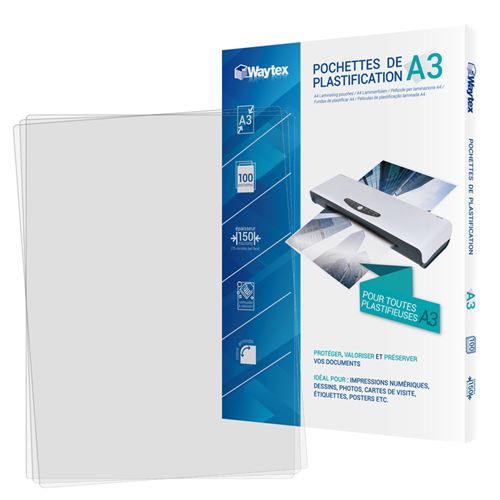 Waytex : 100 pochettes de plastification A3 -75 microns - Autres