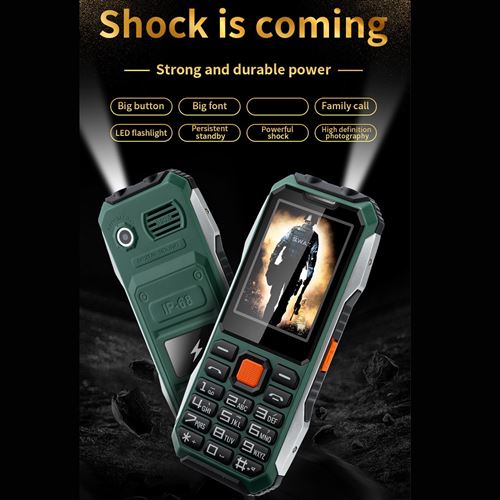 Téléphone Incassable HAMMER Rock, Armature Design et Raffinée avec  Étanchéité IP68 - Noir - Français