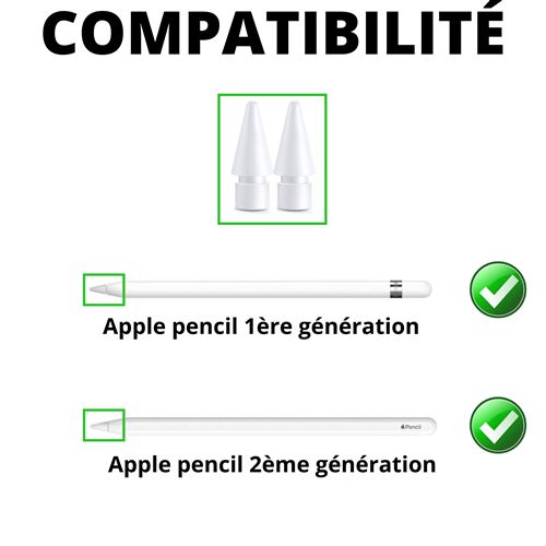 Pour Apple Pencil 1/2 génération, amortissement élastique, pointe