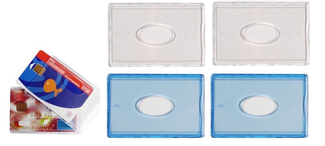 DCT Custodia rigida porta carta di credito in plastica trasparente prodotta in Francia carte di credito trasporto navigo studente carta vitale, trasparente, Dimension : 6 x 9 cm, Classico
