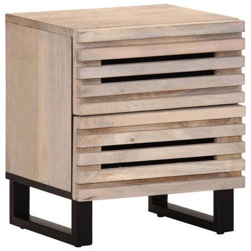Table de chevet 40x34x46 cm bois de manguier massif blanchi Vidaxl