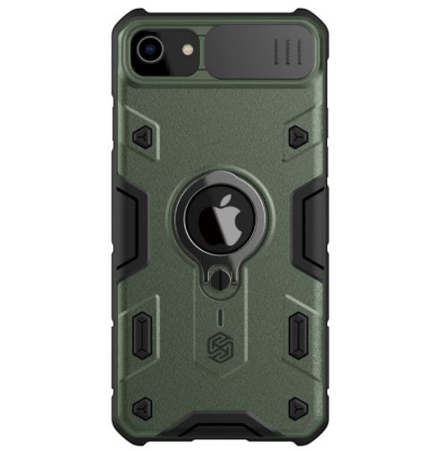 Coque Pour iPhone SE2/SE3/7/8 Frusde Protection d'objectif Etui avec Bague Boucle Support-Vert