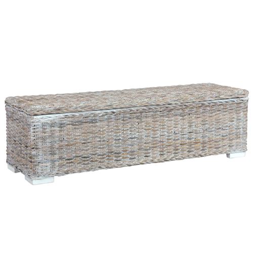 vidaXL Boîte de rangement 120 cm Blanc Rotin naturel kubu et manguier