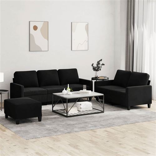 Non Communiqué Noir Vidaxl Ensemble De Canapés 3 Pcs Avec Coussins Velours3201531