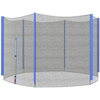 Filet de sécurité trampoline porte zipée Ø 305 cm 6 poteaux bleu noir - 1