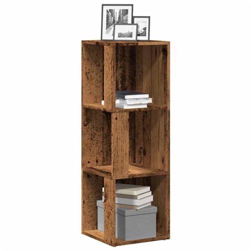 Armoire d angle vieux bois 33x33x100 cm bois d ingénierie