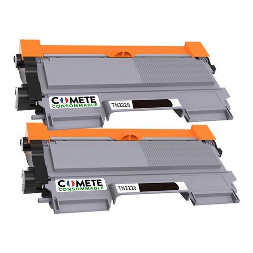 COMETE - TN2220 - 2 Toners Compatibles avec Brother - 2 Noir - Marque française
