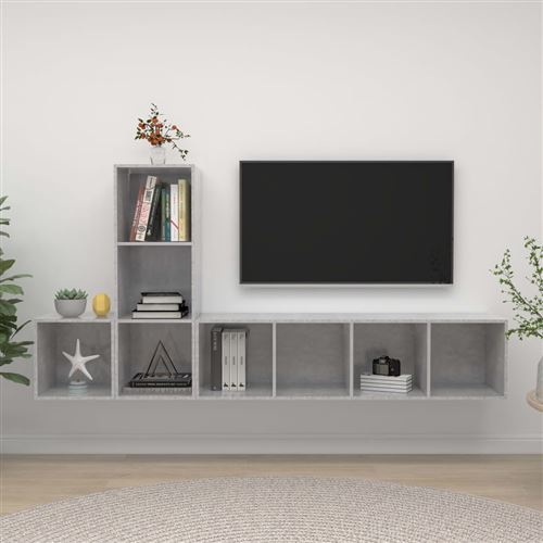 vidaXL Ensemble de meuble TV 3 pcs Gris béton Aggloméré