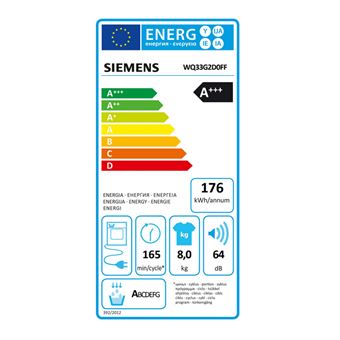 siemens - sèche-linge pompe à chaleur avec condenseur 8kg - wq33g2d0ff