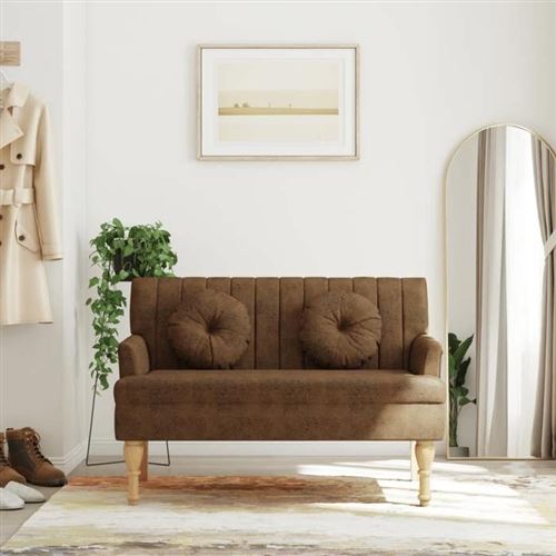 vidaXL Banc avec coussins marron 113x64,5x75,5 cm similicuir daim