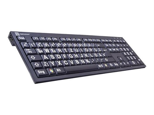 LogicKeyboard XL Print PC Slim Line NERO - Clavier - USB - Allemand - blanc sur noir - avec LogicLight
