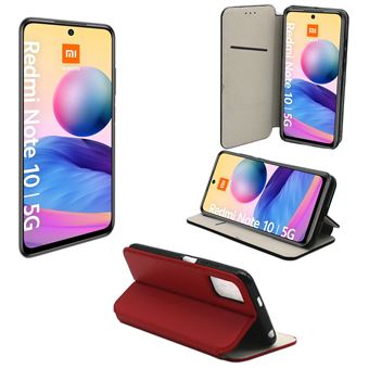 Housse Portefeuille Pour Xiaomi Redmi 10 (2021) - Cuir PU Noir/rouge - Porte-cartes Inclus