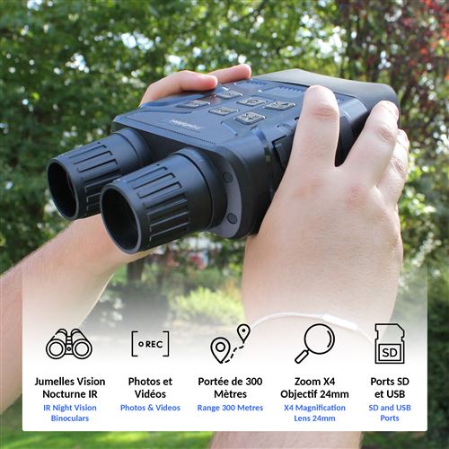 Jumelles Vision Nocturne Jadfezy 300m Infrarouge 8X écran 3 Pouces Jumelles Vision Nocturne 4K - Portée 300m IR - Zoom 8x - Écran 3" TFT - Rechargeable 2800mAh Avec Carte 64G Jumelles Chasse Camping
