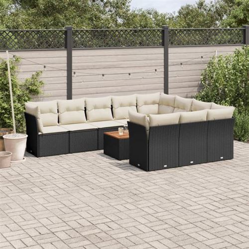 vidaXL - Salon de jardin modulable - 11 pièces - 10 personnes - Noir - Image 2