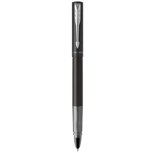 PARKER VECTOR XL Stylo roller, laque noire métallisée sur laiton, recharge noire pointe fine, Coffret cadeau