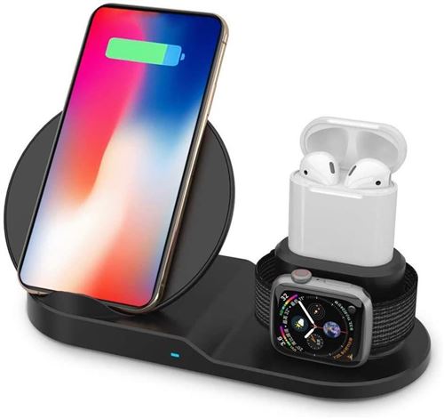 Station D accueil pour Chargeur Sans Fil 3 en 1, Certifié Qi Max 10W(Noir)-Chronus