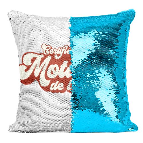 Fabulous Coussin avec Housse Sequin - Paillettes Turquoise Certifiée meilleure Motarde de l'univers [40 x 40 cm]