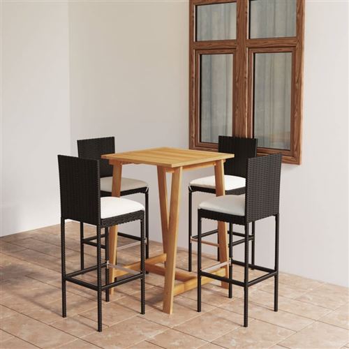 Ensemble De Bar De Jardin Avec Coussins 5 Pcs Noir Vidaxl