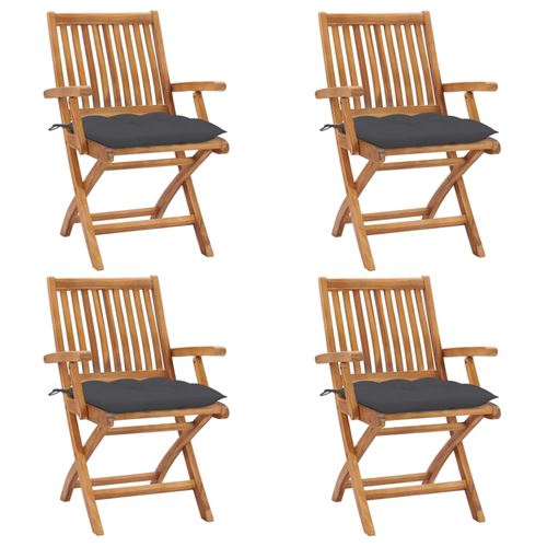Non Communiqué Vidaxl Chaises Pliables De Jardin Avec Coussins 4 Pcs Teck Solide