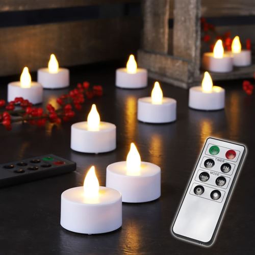 HI Bougies chauffe-plat avec télécommande 10 pcs