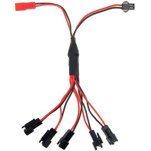 Câble Chargeur Multi-sorties pour Drones Compatible avec DFD F182, F183, JJRC H8C, H8D Connecteurs JST + SM, Noir et Rouge, Plastique