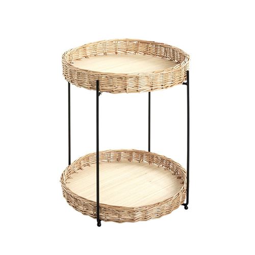 GENERIQUE - Table d'appoint - Irène - Naturel et Noir - 49cm - Image 3