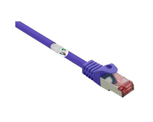 Renkforce RF-3432070 RJ45 Câble réseau, câble patch CAT 6 S/FTP 5.00 m violet avec cliquet dencastrement, contacts dorés, ignifuge