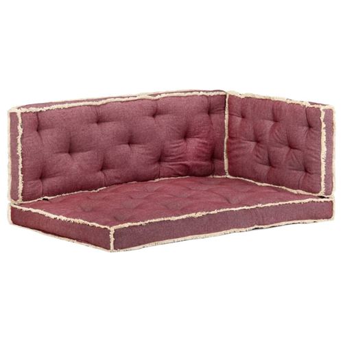 vidaXL Ensemble de coussins de canapé palette 3 pcs Rouge bordeaux