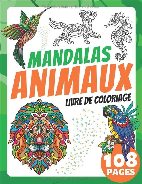 Livre de Coloriage Mandalas Animaux pour Enfants et Adultes – Détente et Relaxation, Grand Format 21,59 x 27,94 cm, 106 Pages Uniques