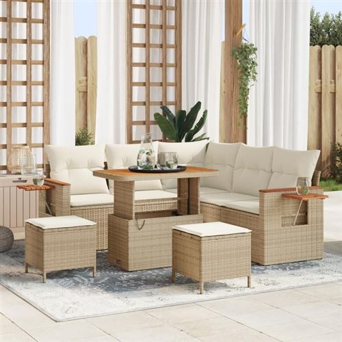 Vidaxl Beige Ensemble De Canapé De Jardin 8 Pc 8 Place Et Crème - Image 2