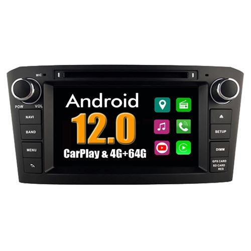 Autoradio Multimédia RoverOne Android 4Go RAM 64Go ROM GPS pour Toyota Avensis 2003 - 2008 / Noir