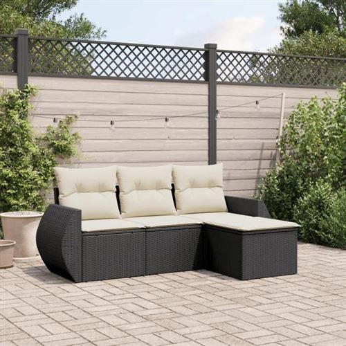 Non Communiqué Noir Vidaxl Salon De Jardin Avec Coussins 4 Pcs, Canapés De Terrasse, Ensemble De Meubles De Patio, Mobilier D'extérieur, 3221265