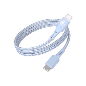 BIGBEN Connected - Câble USB - 24 pin USB-C (M) pour 24 pin USB-C (M) - 3 A - 1.2 m - USB Power Delivery (60W), plastique recyclé à 100 %, connecteurs réversibles - bleu