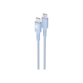 BIGBEN Connected - Câble USB - 24 pin USB-C (M) pour 24 pin USB-C (M) - 3 A - 1.2 m - USB Power Delivery (60W), plastique recyclé à 100 %, connecteurs réversibles - bleu