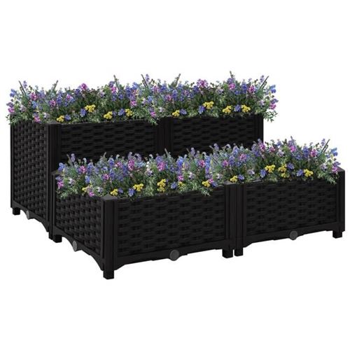 vidaXL - Carré potager surélevé - 80x80x38 cm - Noir - Image 3